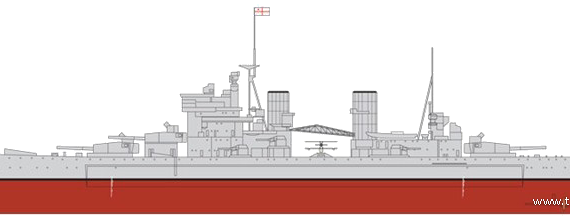Корабль HMS King George V [Battleship] (1942) - чертежи, габариты, рисунки